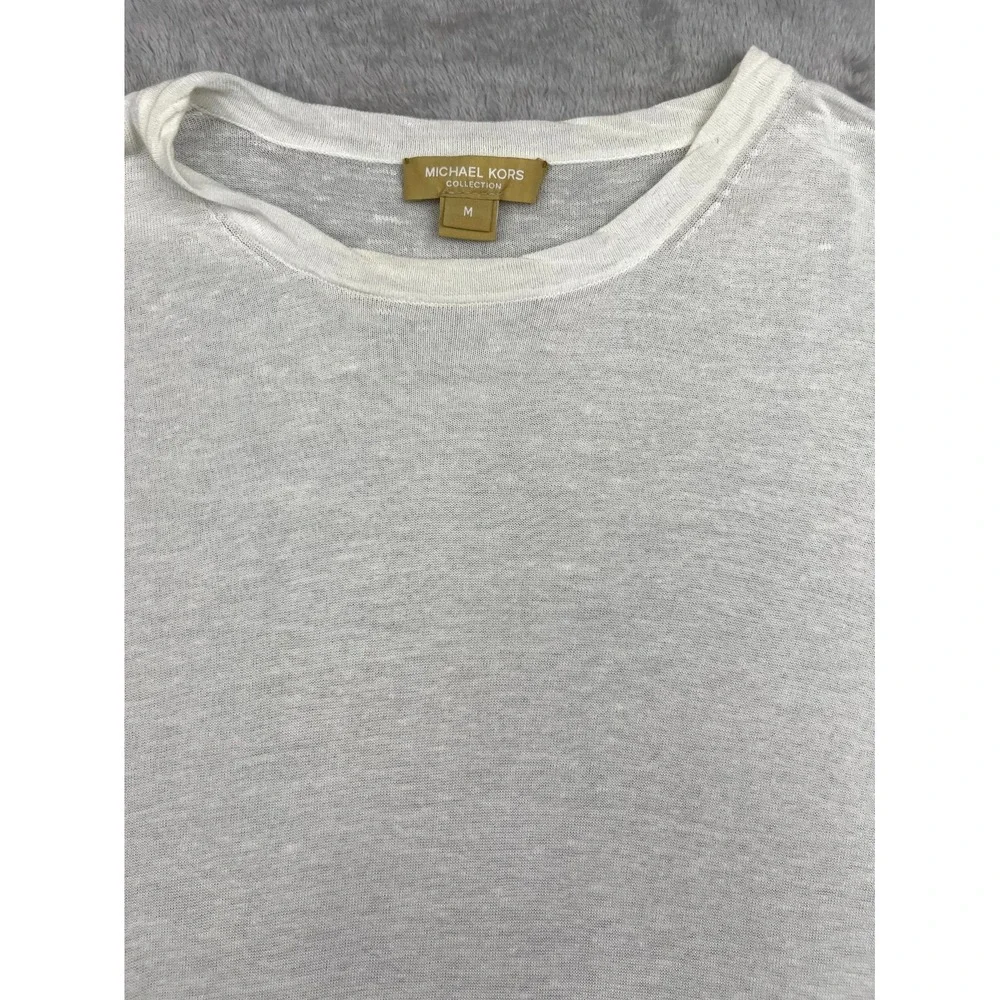 Michael Kors Collection Shirt Womens Medium White Viscose Knit Everyday Wear - Picture 2 of 10